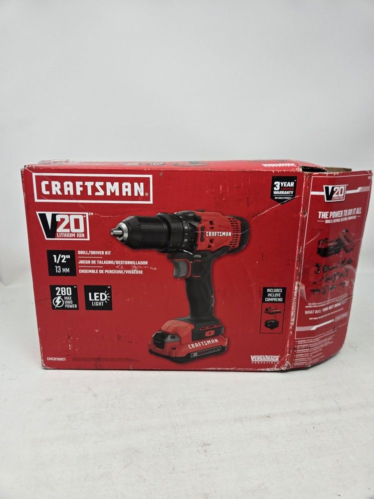CRAFTSMAN CMCD700C1 1/2in 20V Cordless Drill/Driver with Accessories