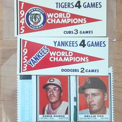 Vintage Baseball Pennant Decals And Stamps