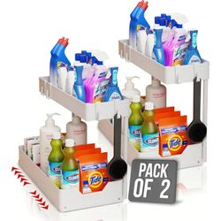 Under Sink Organizer 2 Tier Bathroom Shelf Organizers And Storage Pack Of 2 new