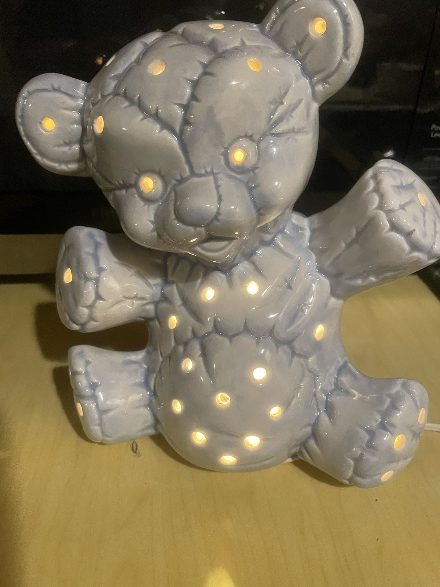 VINTAGE CERAMIC HAND PAINTED LIGHT UP TEDDY BEAR