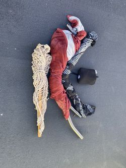 🏖️ Rope Hammock with Red & Black Fabric + Lumbar Pillow – Gently Used