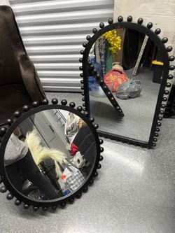 Black Round and  Half semicircle  Shaped Mirror