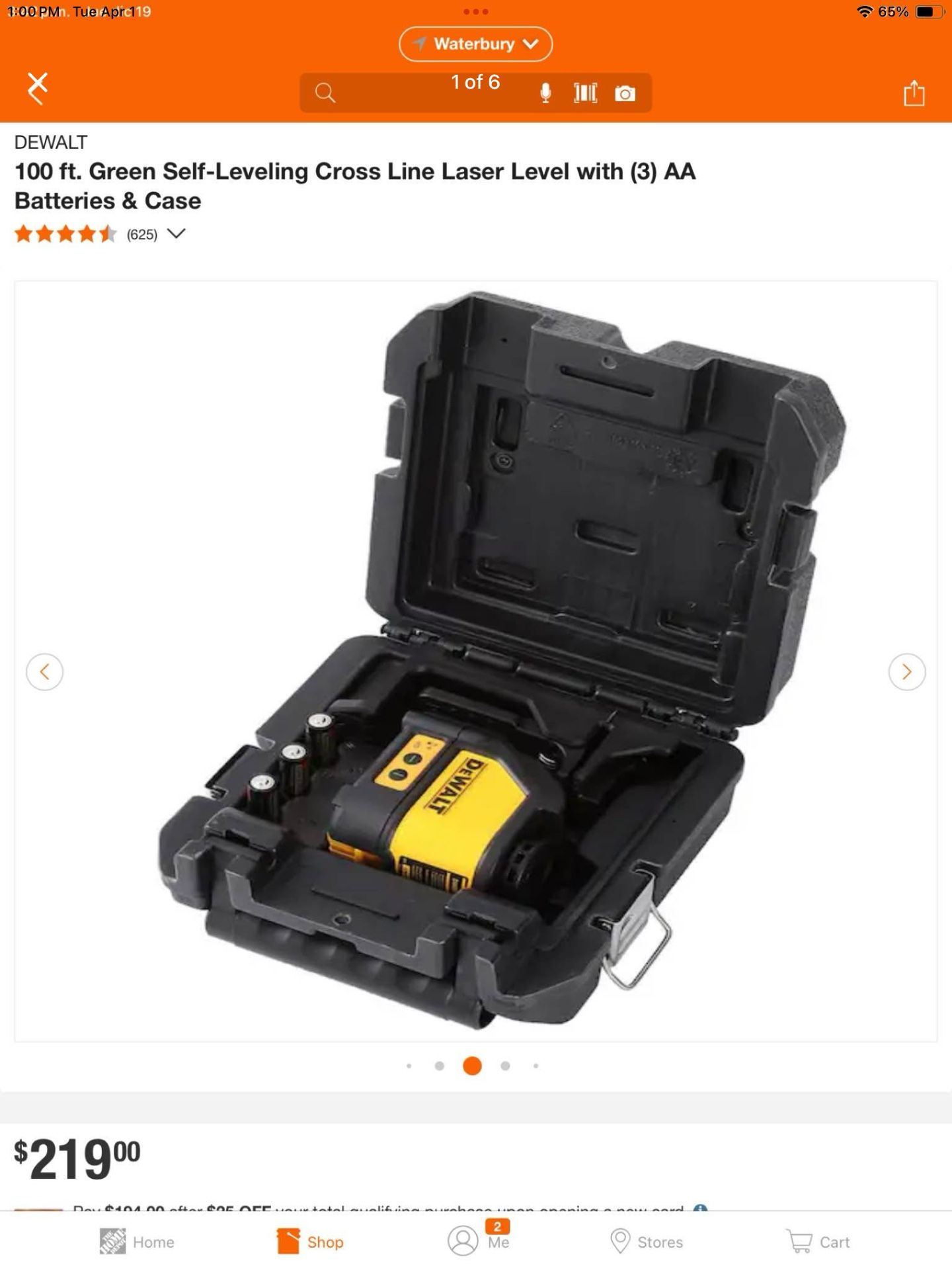 DEWALT 100 ft. Green Self-Leveling Cross Line Laser Level with (3) AA Batteries & Case