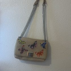 Cream Butterly Crossbody Purse 