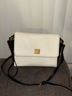 RLL Lauren Ralph Lauren vintage cream/blk leather crossbody bag