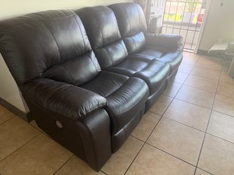 Leather couch set recliners