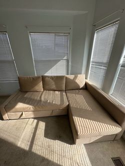 Beige Fabric Sectional Sofa with Storage