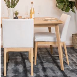 Dexmalle Set of 2 Light Beige Environmentally-friendly Rubberwood Dining Chair With Thick Cushion