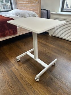 White Adjustable Rolling Desk