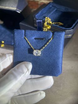 3CT Oval Lab Grown Diamond Necklace – 14K Gold – Adjustable 15”-18” – BNIB with Certificate
