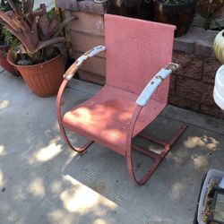 Antique Pink Rocking Chair Metal