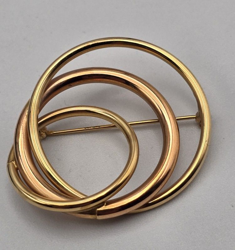 14k gold brooch/Pin Circles 3.2g