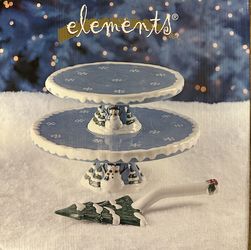 Whimsical Snowman 2-tier Ceramic Cake Pedestal - Pick Up Only