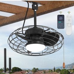 Outdoor Ceiling Fans With Light For Patios, Waterproof Gazebo Fan With Remote Control Smart