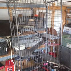 Multi-Level Small Animal Cage with Shelves & Ramps
