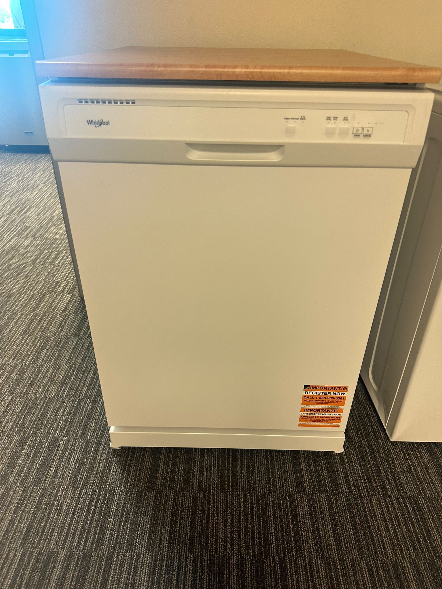Whirlpool White Front Control Heavy-Duty Portable Dishwasher with 1 Hour Wash Cycle