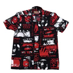Drill Clothing Anime Tokyo NWOT Fresh Prints Size M Mens Black & Red All Over Print