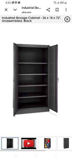 (***TWO*** Garage cabinet storage unit in great condition.  About 6 feet by 3 feet. Assembled black.