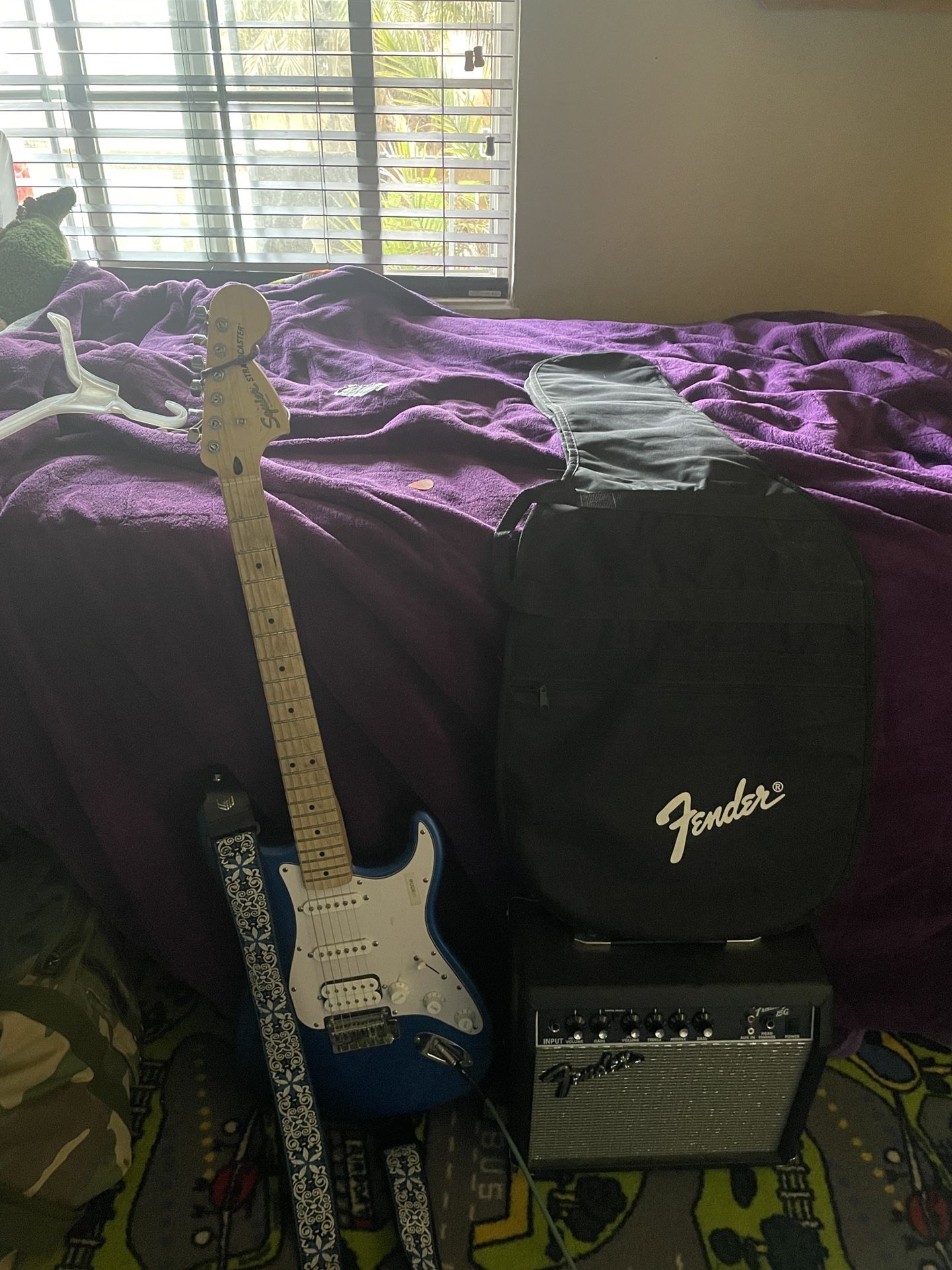 Blue Electric squire guitar