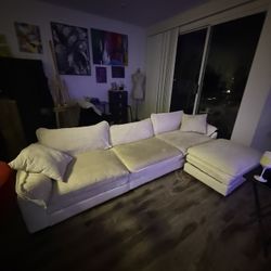 White Sectional With Pillows