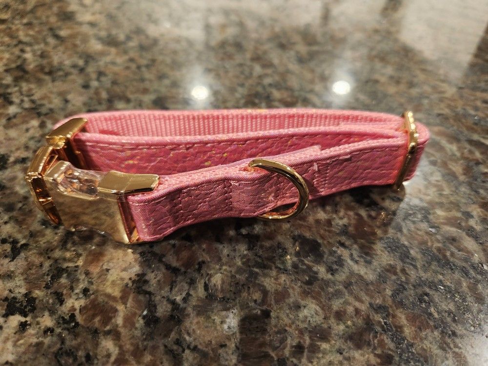 New Never Used SMALL Pink  And Gold Gemstone Sparkly Dog Collar 