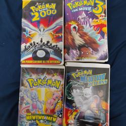 Lot Of 4 VHS Tapes Of Pokemon The Movie/Mewtwo