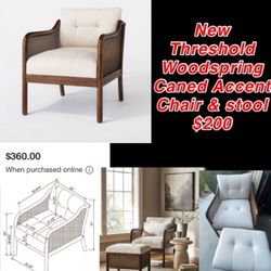 New Accent Chair & Stool by Threshold $200 only 1 original price $360 East Palmdale 