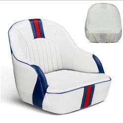 Premium Pontoon Boat Seat Captain Bucket Seat with Boat Seat Cover, Waterproof Boat Cabin Captain