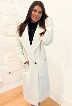 Cream Long Knit Cardigan Coat