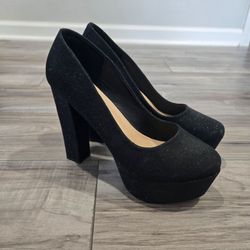 Black glittery heels