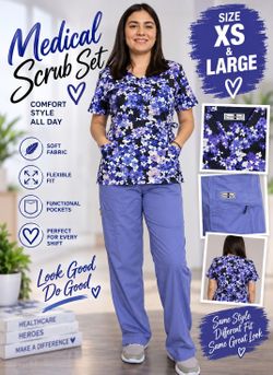DressAMed Medical Scrub Set Floral Print
