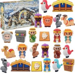 2packs-Nativity Advent Calendar for Kids,Little Nativity Scene Set Toys