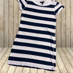 Banana Republic Shirt Dress Women’s Size PS Striped White & Blue 100% Cotton SL
