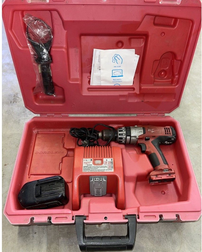 Milwaukee 0824-24 Hammer Drill 0824-9C1 With One Battery, Charger, Handle & Case