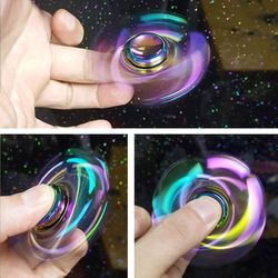 Brand New In Box, Atom Shaped Metallic Spinner Neon Rainbow Fidget