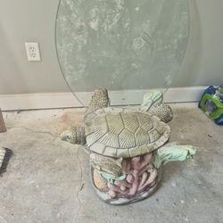 Sea Turtle Glass Top Table – Outdoor Patio / Coastal Style