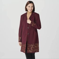 Dennis Basso Embroidered Women Coat