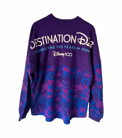 Spirit Jersey Disney100 Destination D Mickey Mouse Purple Long Sleeve Tee L