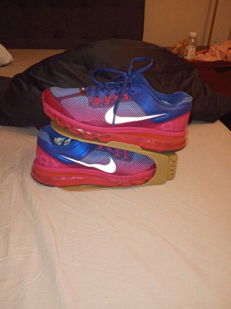 Women's Size 9 2013 Nike Air Max Blue And Pink Fire