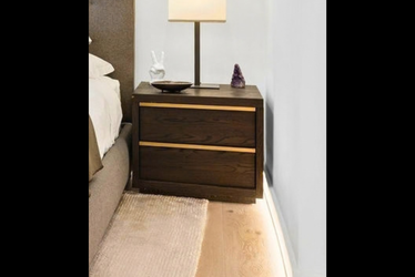 RH Contemporary Dark Wood Two-Drawer Nightstand set of 2