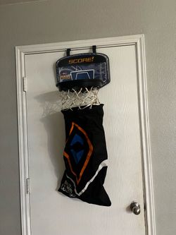Basketball hoop hamper