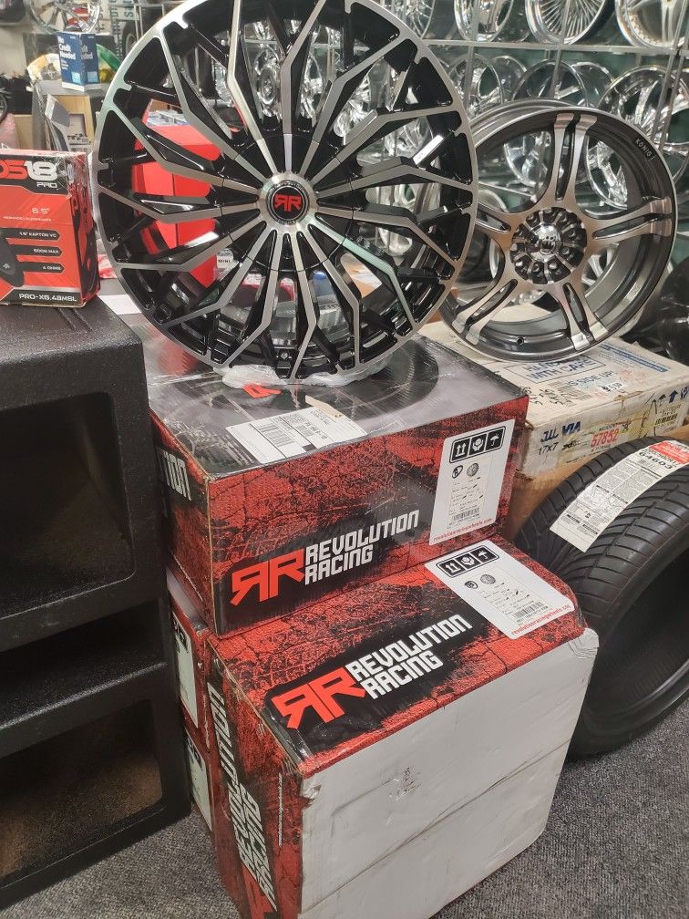 NEW 18INCH BLACK/MACHINE BOLT PATTERN 5X100/5X115