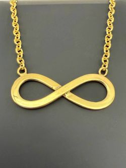 14k solid yellow gold Infinity sign necklace roller link style chain 20.5” 2.5mm