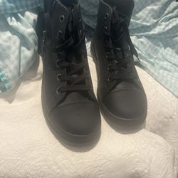 Blowfish Malibu Black Lace Up Side Zip Boots Size 8