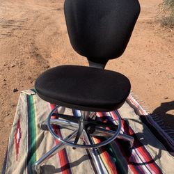 Safco Metro Collection Extended-Height Chair, Supports Up to 250 lb, 23" to 33" Seat Height, Black Seat/Back, Chrome Base