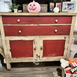 Red And beige Cabinet 