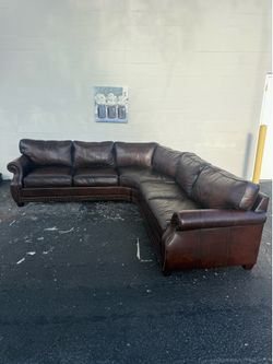 🛋️ Bernhardt Leather Sectional – Premium Cognac Brown | Luxury Seating