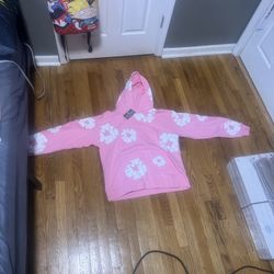 Pink And White Denim Tears Hoodie 