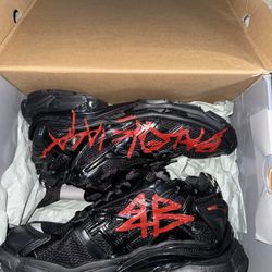 Balenciaga graffiti runners red black