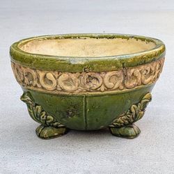 Vintage Jardiniere McCoy style indoor or outdoor glazed clay ornamental decorative planter pot